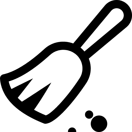 icon image of a broom sweeping to indicate data being wiped