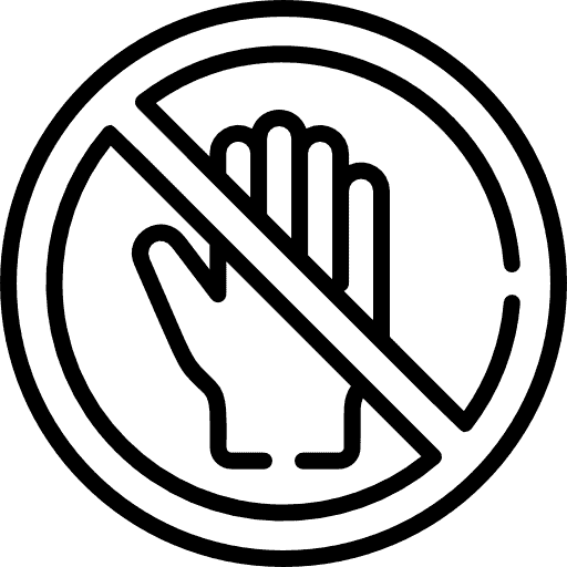 illustration of a hand with a circle and a cross over it indicating no entry