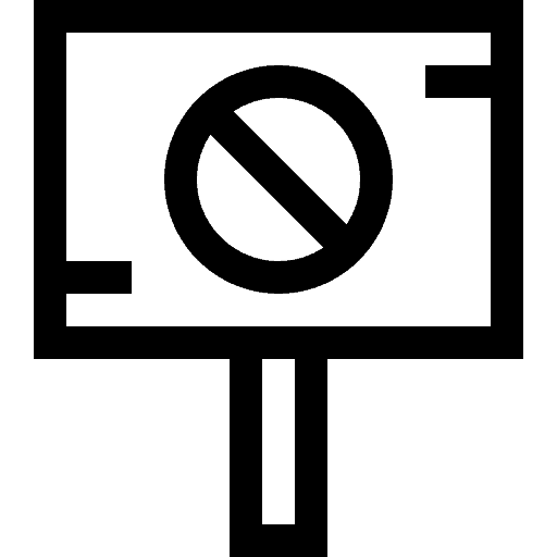 Illustration of a sign with an x indicating network segmentation