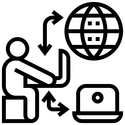 illustration of a person, a laptop, and the corporate network